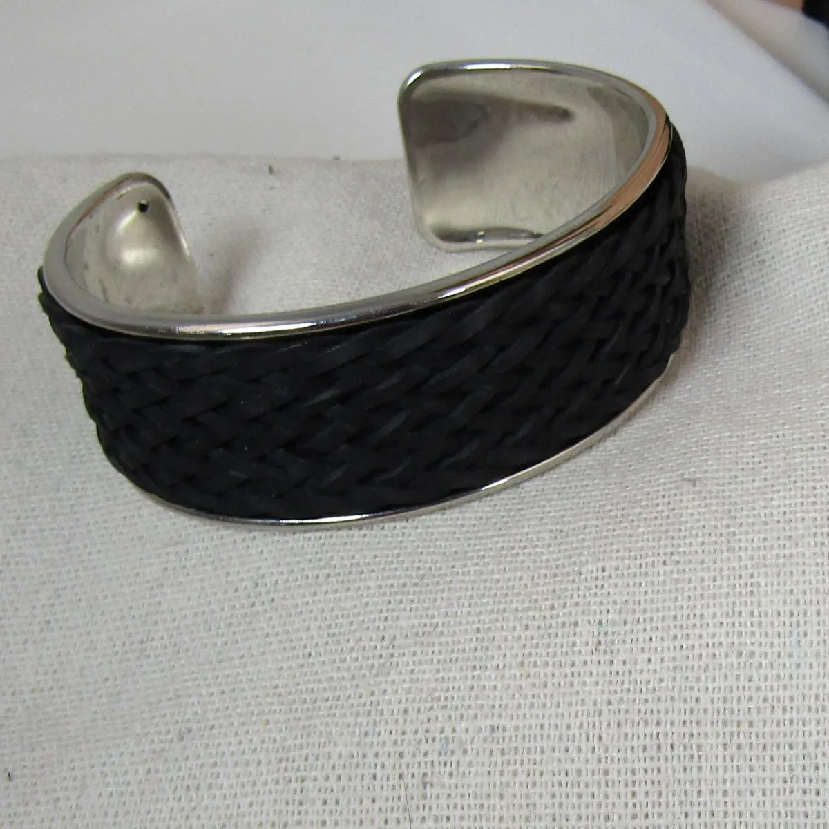 Gun Metal Cuff Bracelet Leather Insert