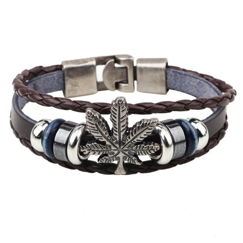 Hand Made Multilayer Braided Bracelets Men Vintage Punk Genuine Leather bracelet &Bangle good gift Bijouterie Accessories