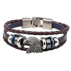 Hand Made Multilayer Braided Bracelets Men Vintage Punk Genuine Leather bracelet &Bangle good gift Bijouterie Accessories