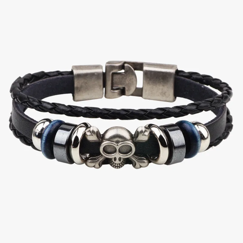 Hand Made Multilayer Braided Bracelets Men Vintage Punk Genuine Leather bracelet &Bangle good gift Bijouterie Accessories