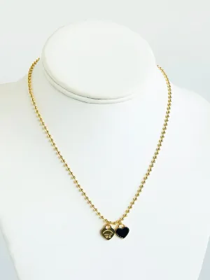 Heartfelt Duo Pendant Necklace - Black