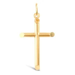 Hollow Cross Pendant Necklace in 9ct Yellow Gold 1.3g