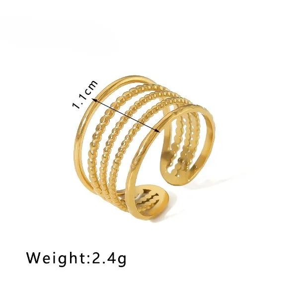 Hollow Out Multi Layer Gold Ring JLTR0454