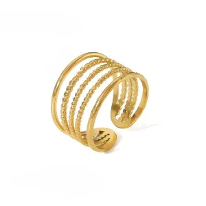 Hollow Out Multi Layer Gold Ring JLTR0454