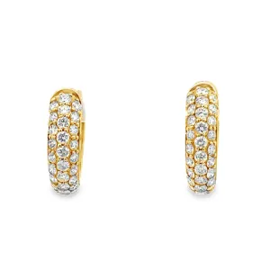 Hoop Earrings, 14Kt & Diamonds