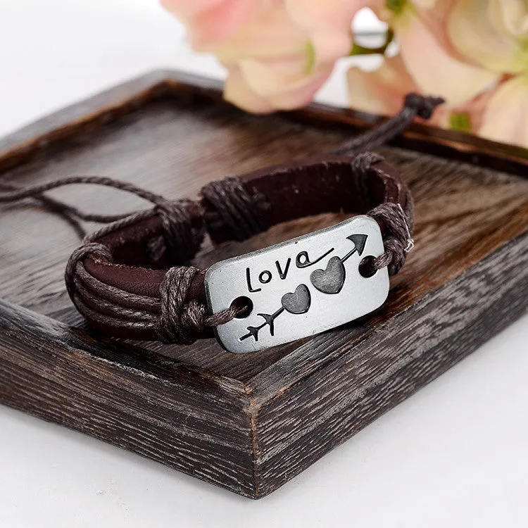 Hot Sale Bracelet Men Women Handmade Braid Genuine Leather bracelet Wrap Charm Cross Bracelets Bangles Men Jewelry