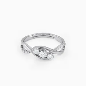 Infinity Twist Three Stone Silver Ring