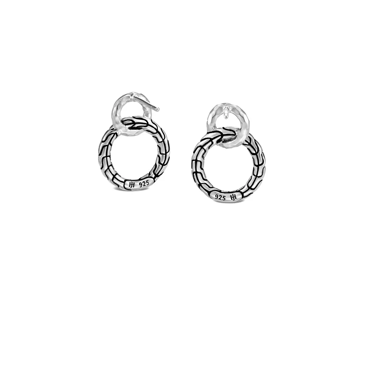 John Hardy Classic Chain Sterling Silver Hammered Link Drop Earrings