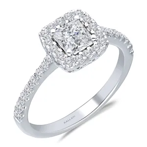 Kallati Eternal Princess Halo Diamond Engagement Ring in 14K White Gold