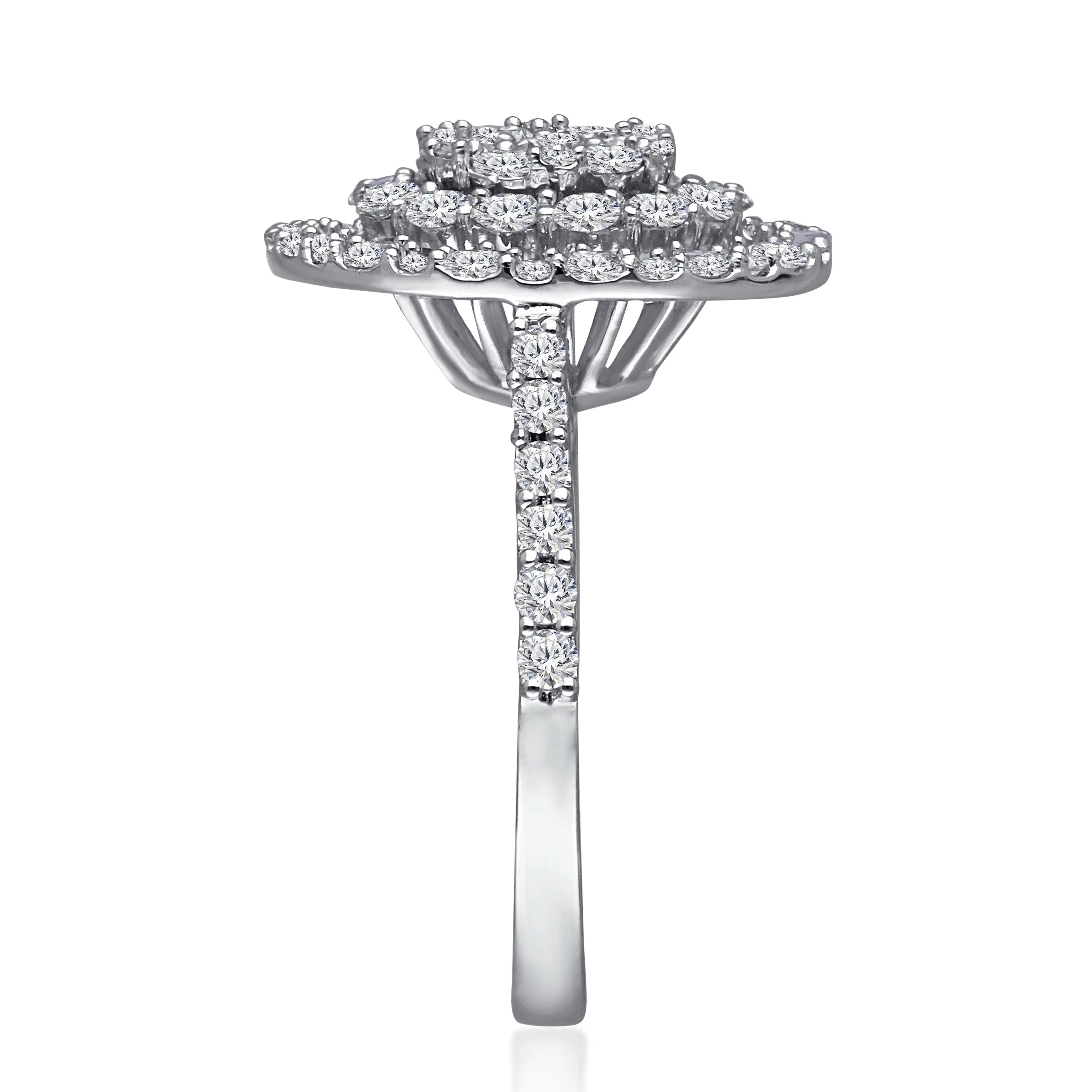 Kallati Eternal Round Halo Cluster Diamond Engagement Ring in 14K White  Gold