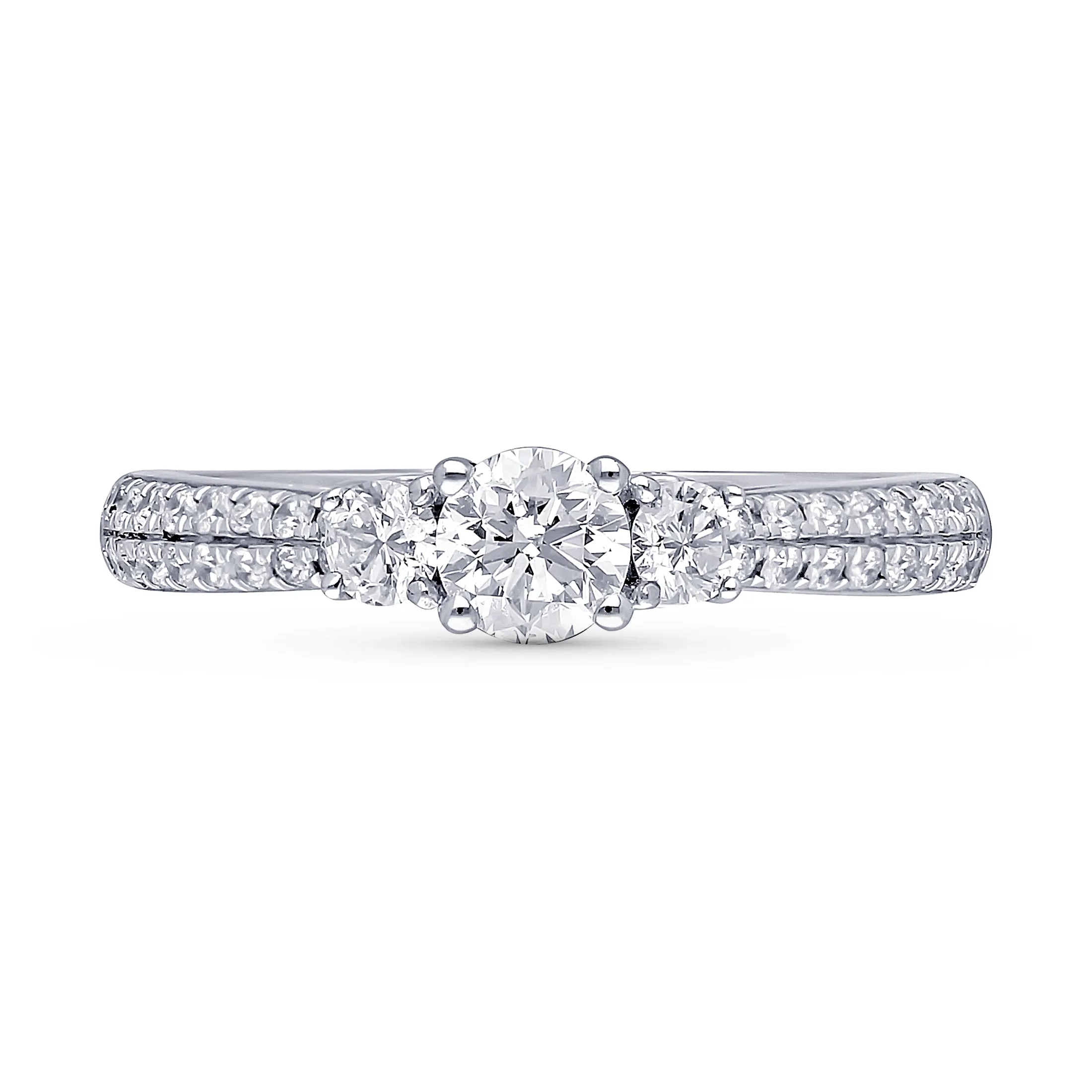 Kallati Eternal Round Three Stone Diamond Engagement Ring in 14K White Gold