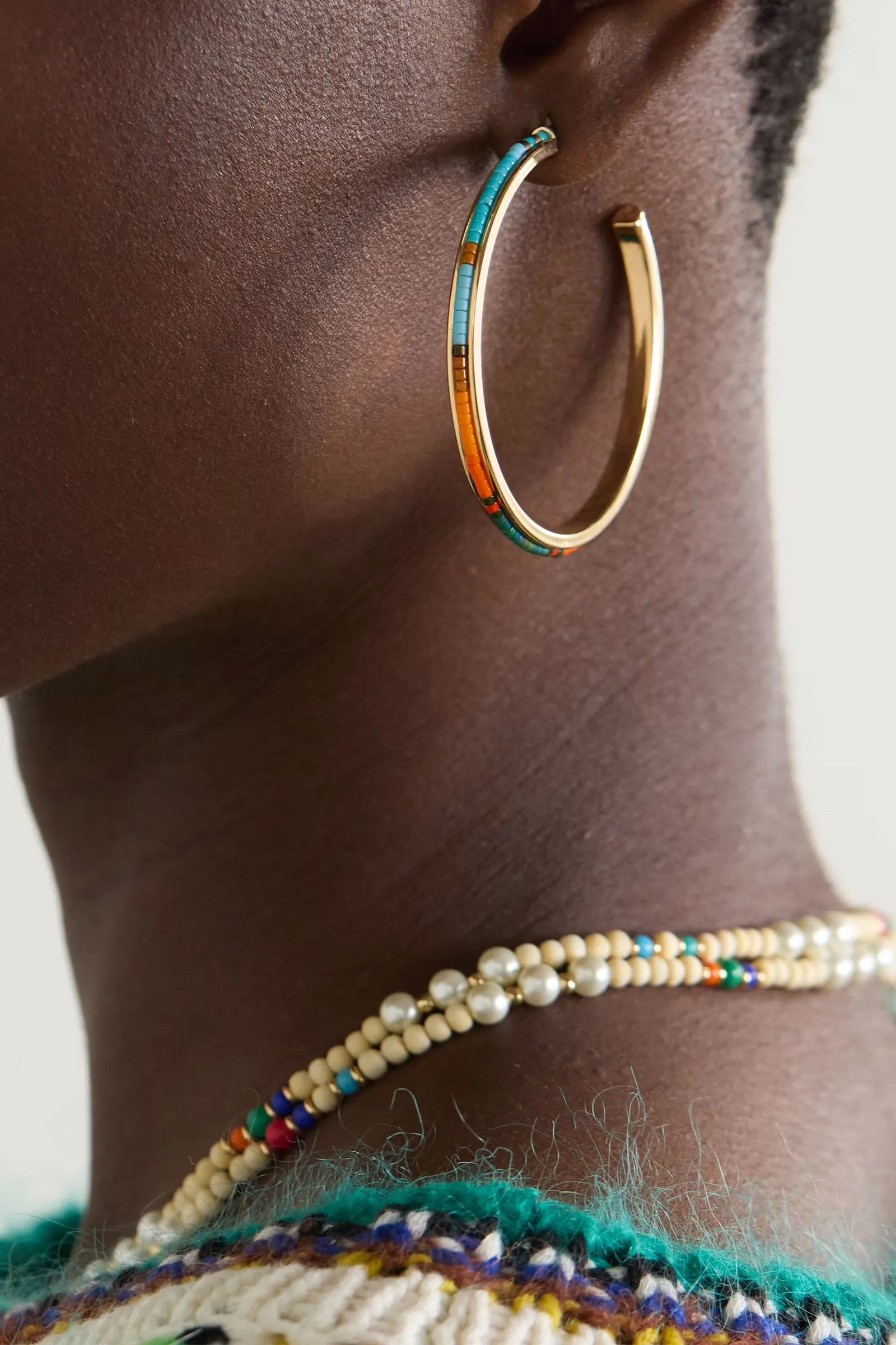 La Sponda Gold-tone And Enamel Hoop Earrings