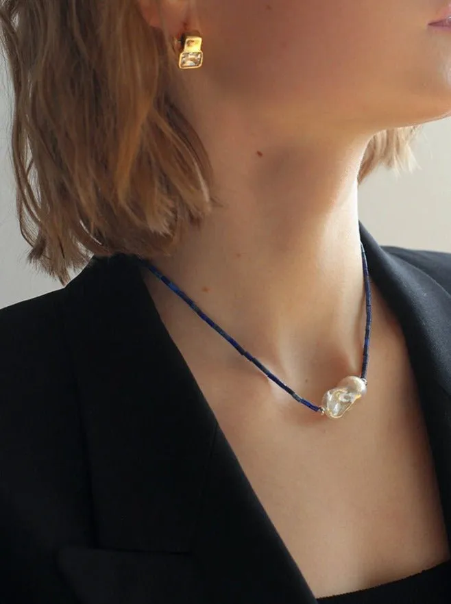 Lapis Lazuli Baroque Pearl Necklace