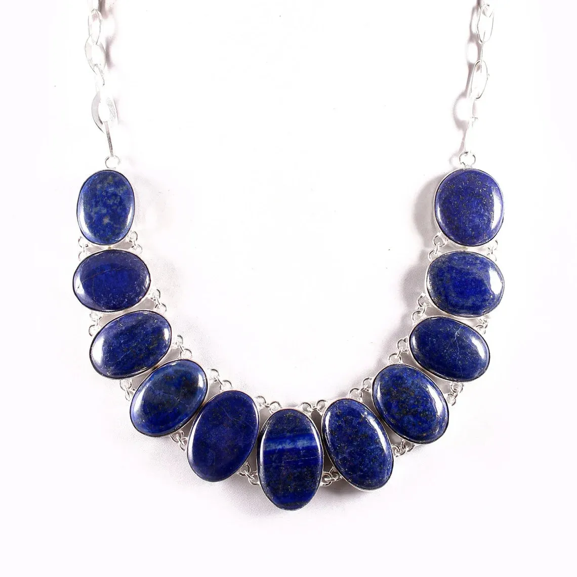 Lapis Lazuli Riviere Necklace For Women - 925 Solid Sterling Silver Necklace