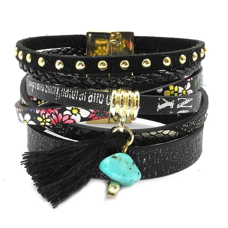 Leather bracelet 5 color 3 size women charm bracelets Bohemian bracelets & bangles Christmas gift jewelry for women