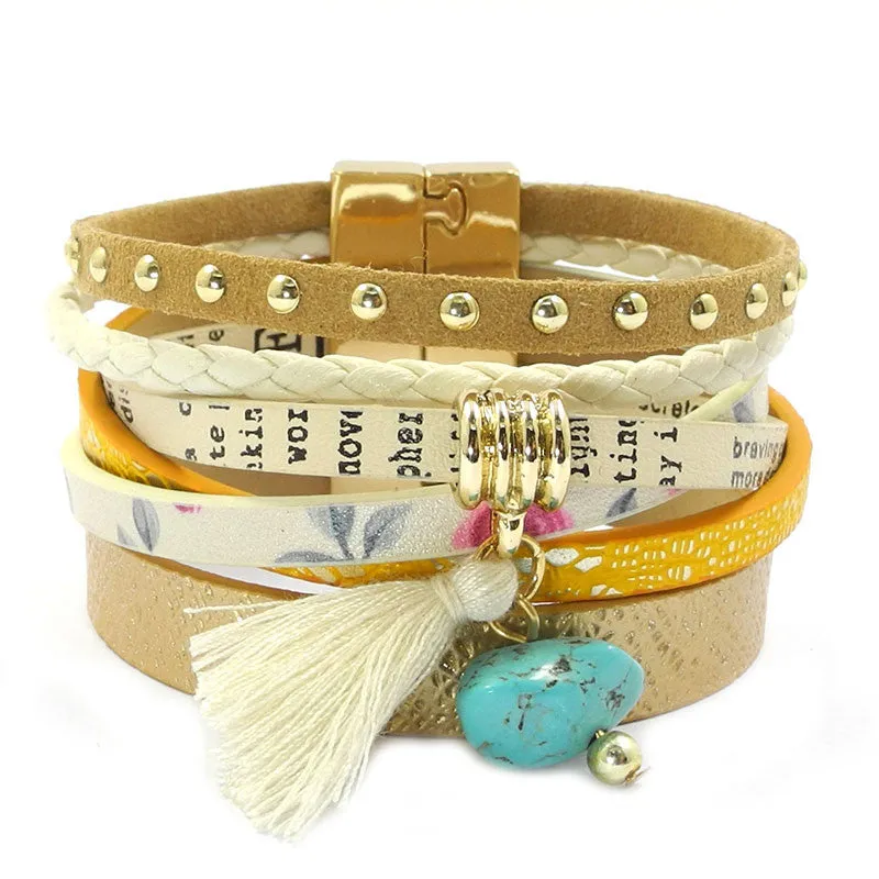 Leather bracelet 5 color 3 size women charm bracelets Bohemian bracelets & bangles Christmas gift jewelry for women