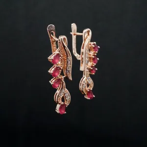 Lena X - Crystal Rose Gold Drop Earrings