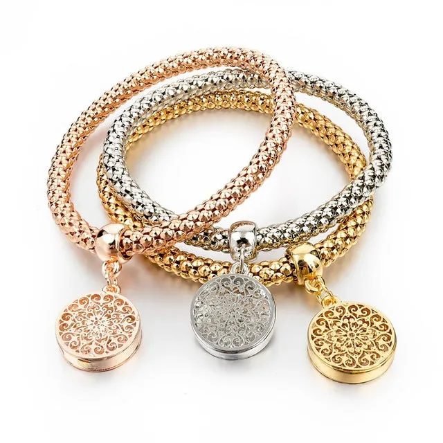 LongWay Ethnic Love Heart Charm Bracelets For Women Gold Color Crystal Chain Bracelets & Bangles With Pendants SBR150160