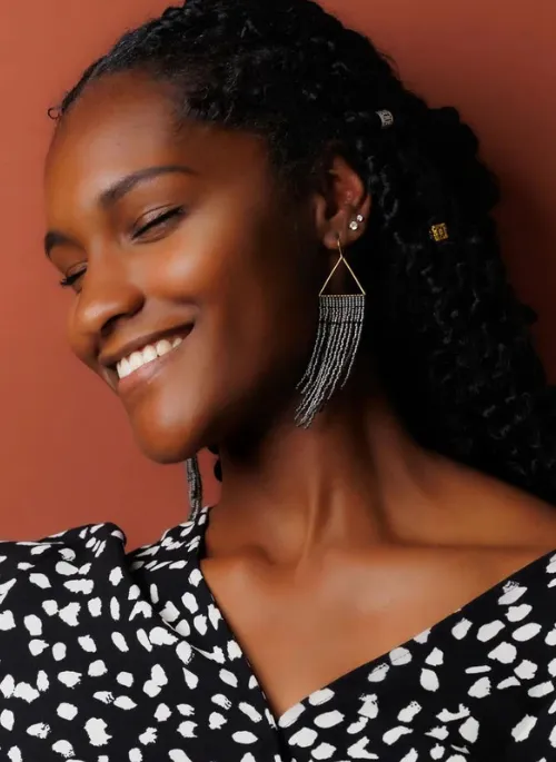 Lovely Gun Metal & Black Fringe Earrings