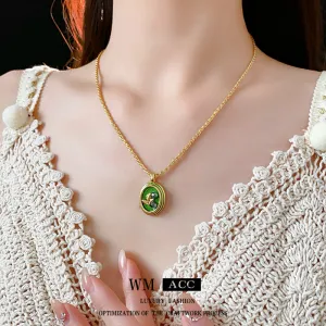 Luxurious Round Ellipse Leaf Alloy Oil Dripping Necklaces