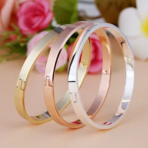 Luxury Stainless Steel Cuff Bracelets&Bangles Top Gold Plated Brand CZ Crystal Buckle Love Charm Bracelet For Women Jewelry