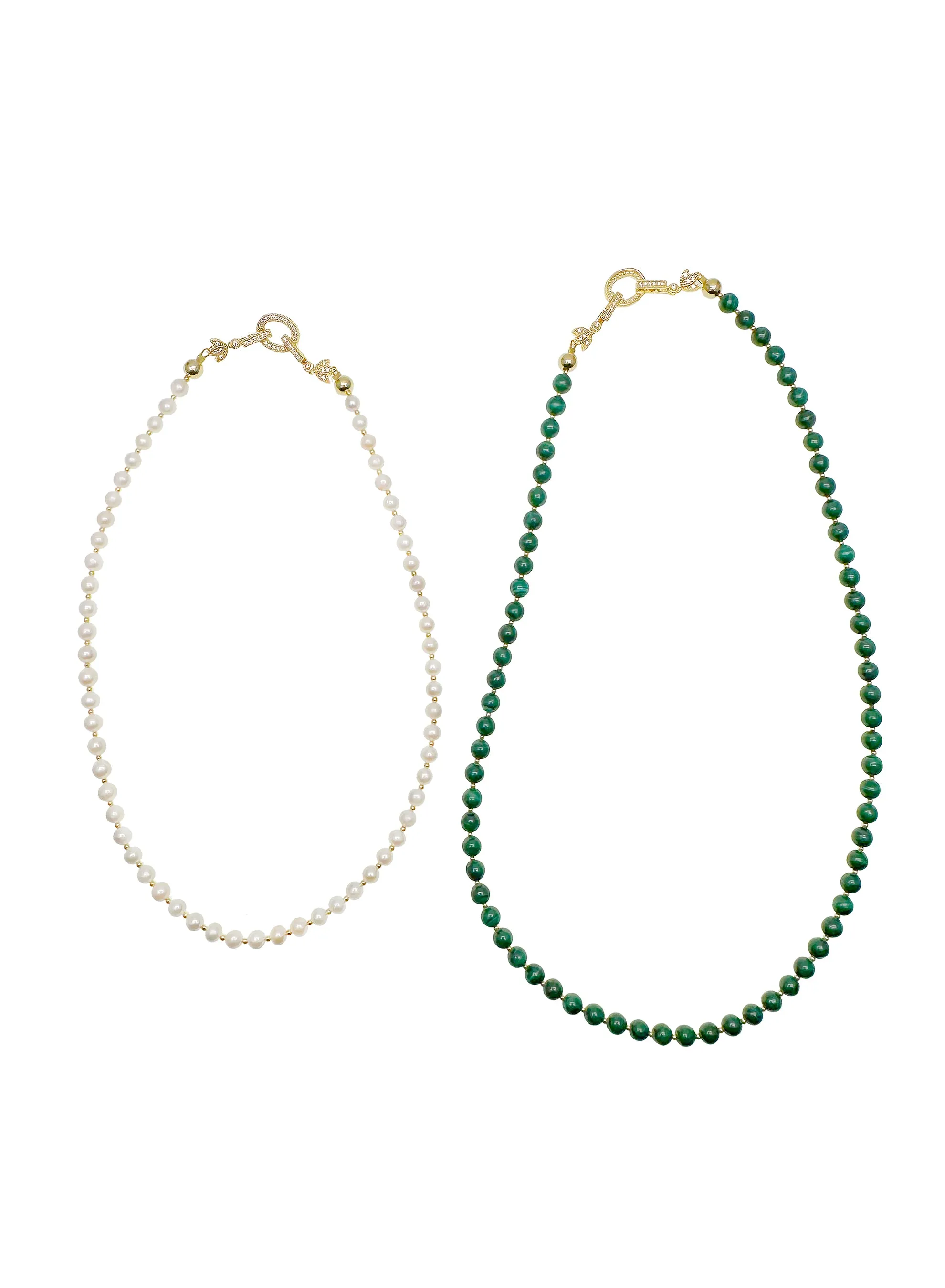 Malachite With Freshwater Pearls Versatile Necklace JN049