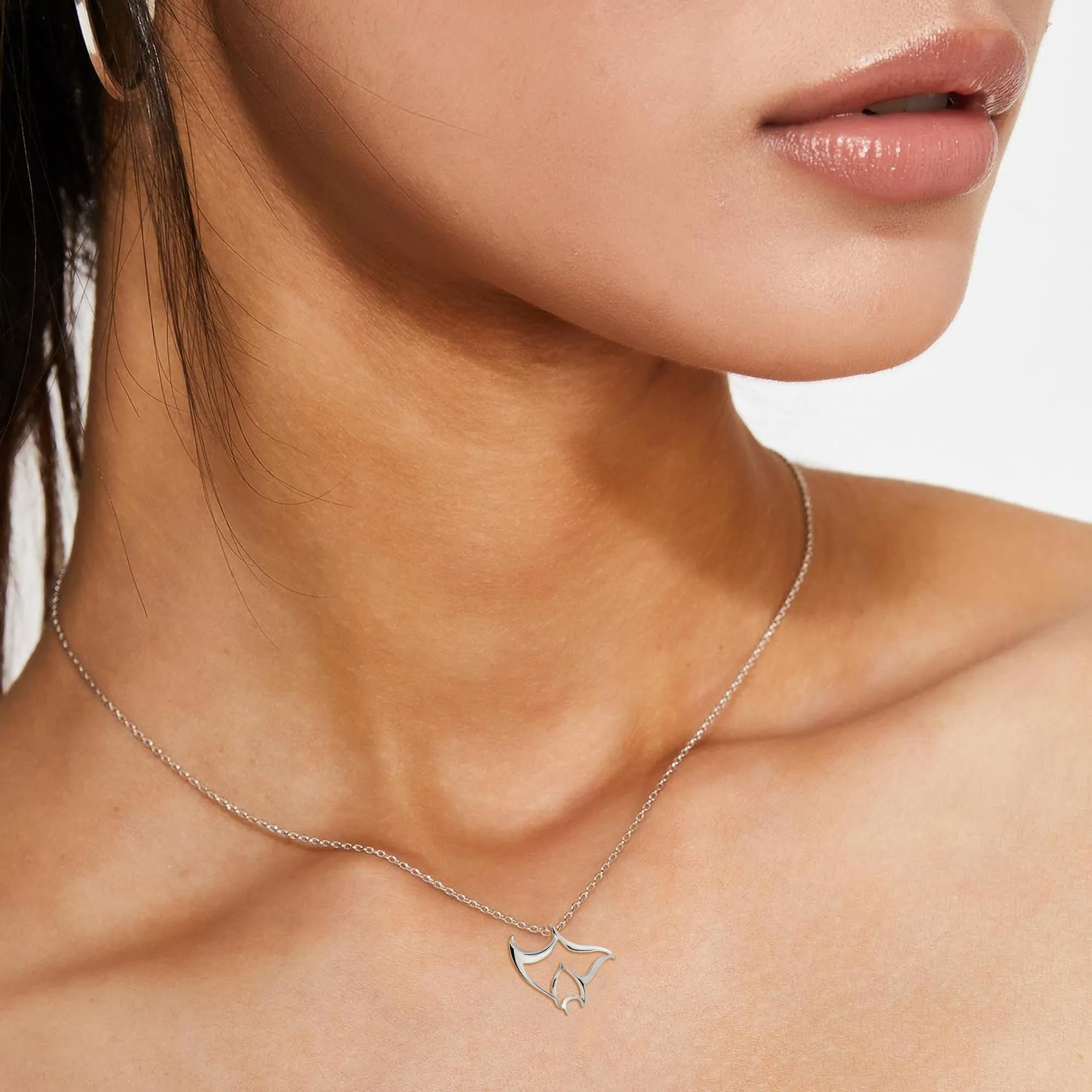 Manta Ray Necklaces for Women Sterling Silver- Stingray Necklaces for Girls, Sterling Silver Stingray Necklace, Manta Ray Charms