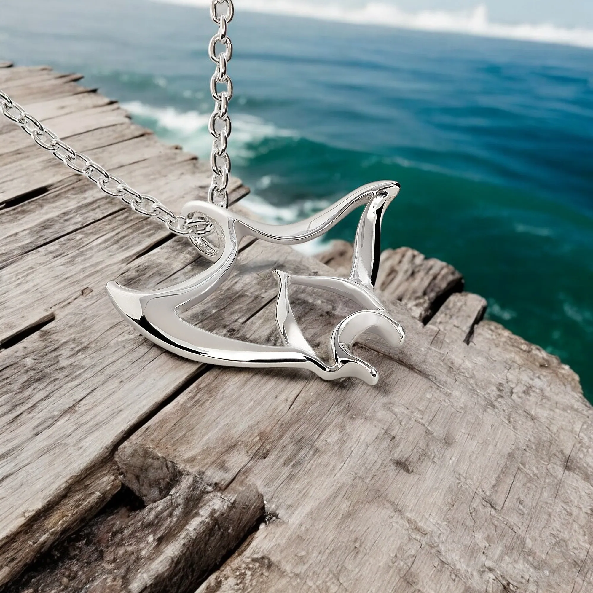 Manta Ray Necklaces for Women Sterling Silver- Stingray Necklaces for Girls, Sterling Silver Stingray Necklace, Manta Ray Charms