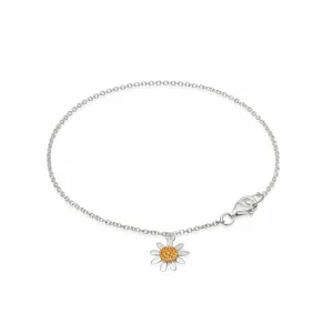 Marguerite Daisy Single Drop Bracelet Sterling Silver