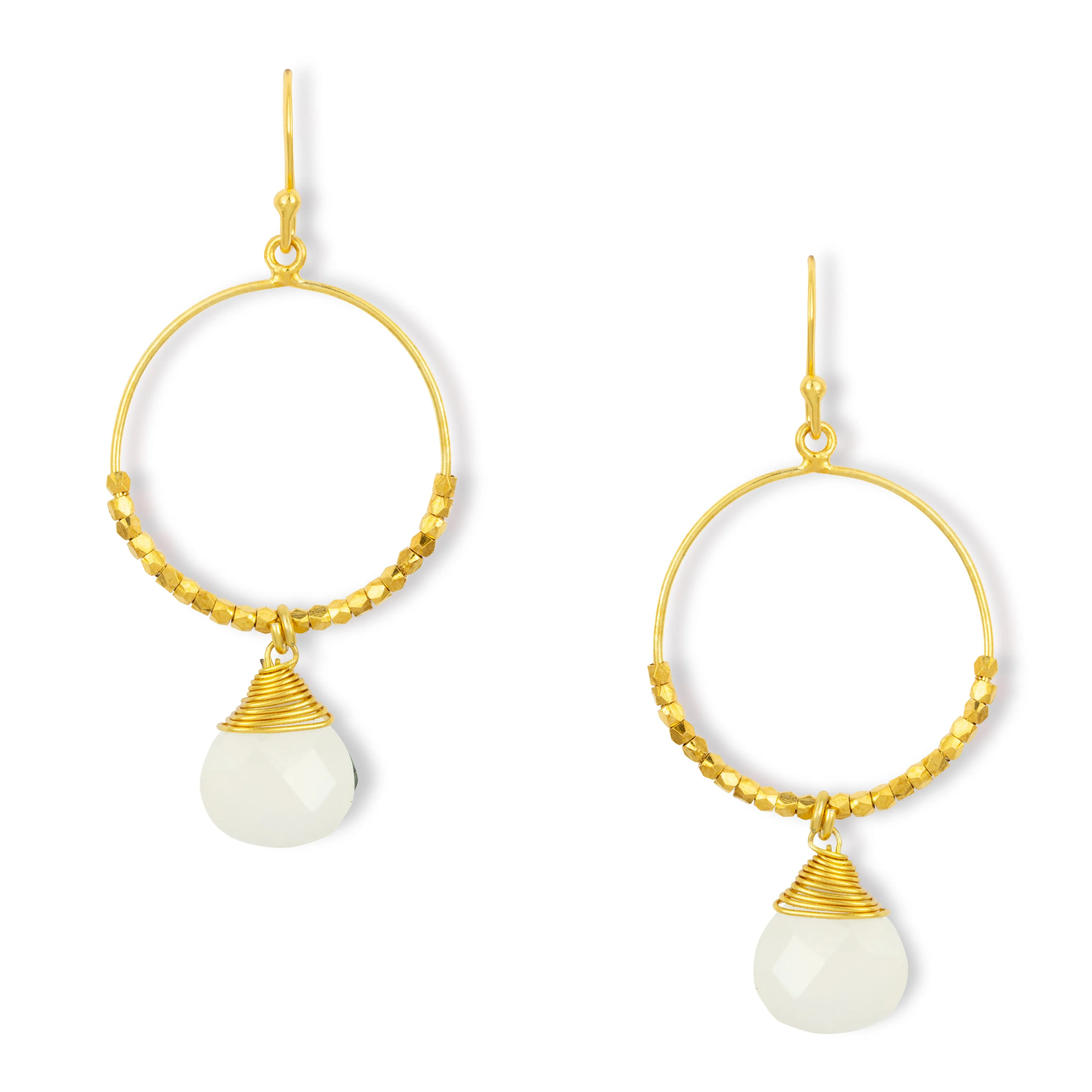 Marie Hoop Earrings White Chalcedony