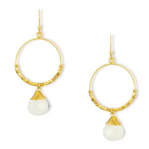 Marie Hoop Earrings White Chalcedony