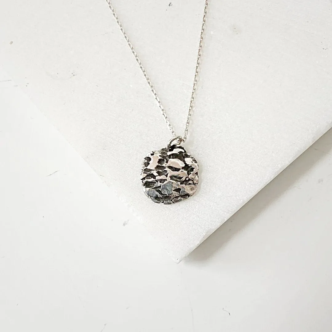 Medallion Necklace, Recycled Silver Necklace, Long Layering Necklace