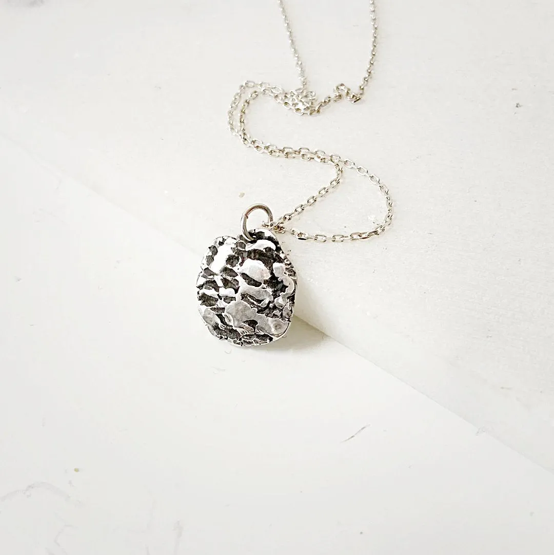 Medallion Necklace, Recycled Silver Necklace, Long Layering Necklace