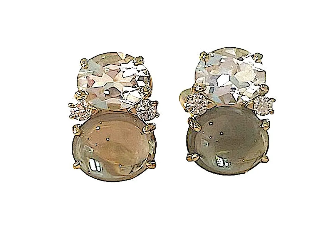 Medium GUM DROP™ Earrings with Rock Crystal and Smoky Topaz and Diamonds (Copy)