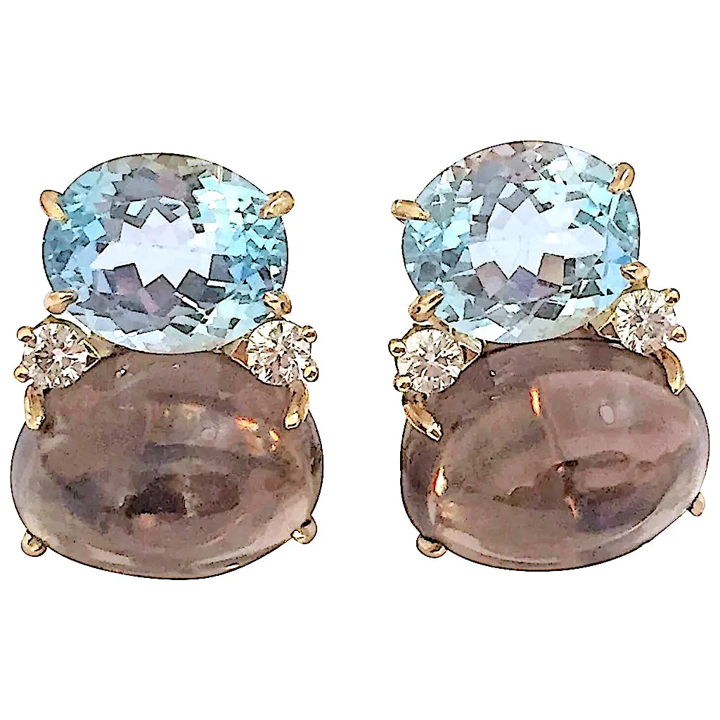 Medium GUM DROP™ Earrings with Rock Crystal and Smoky Topaz and Diamonds (Copy)