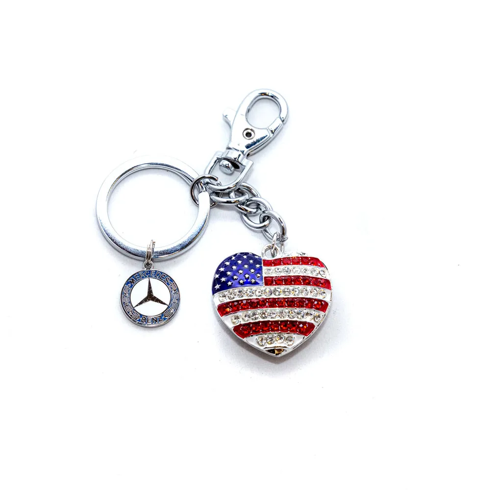 Mercedes-Benz Patriotic Heart Keychain