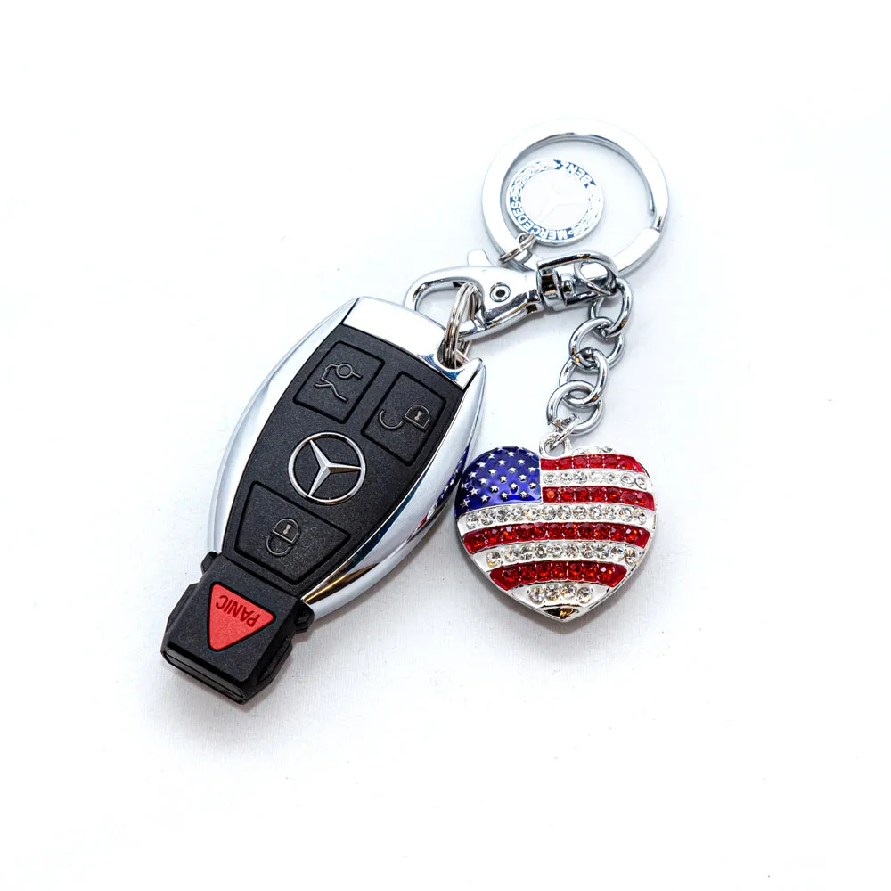 Mercedes-Benz Patriotic Heart Keychain