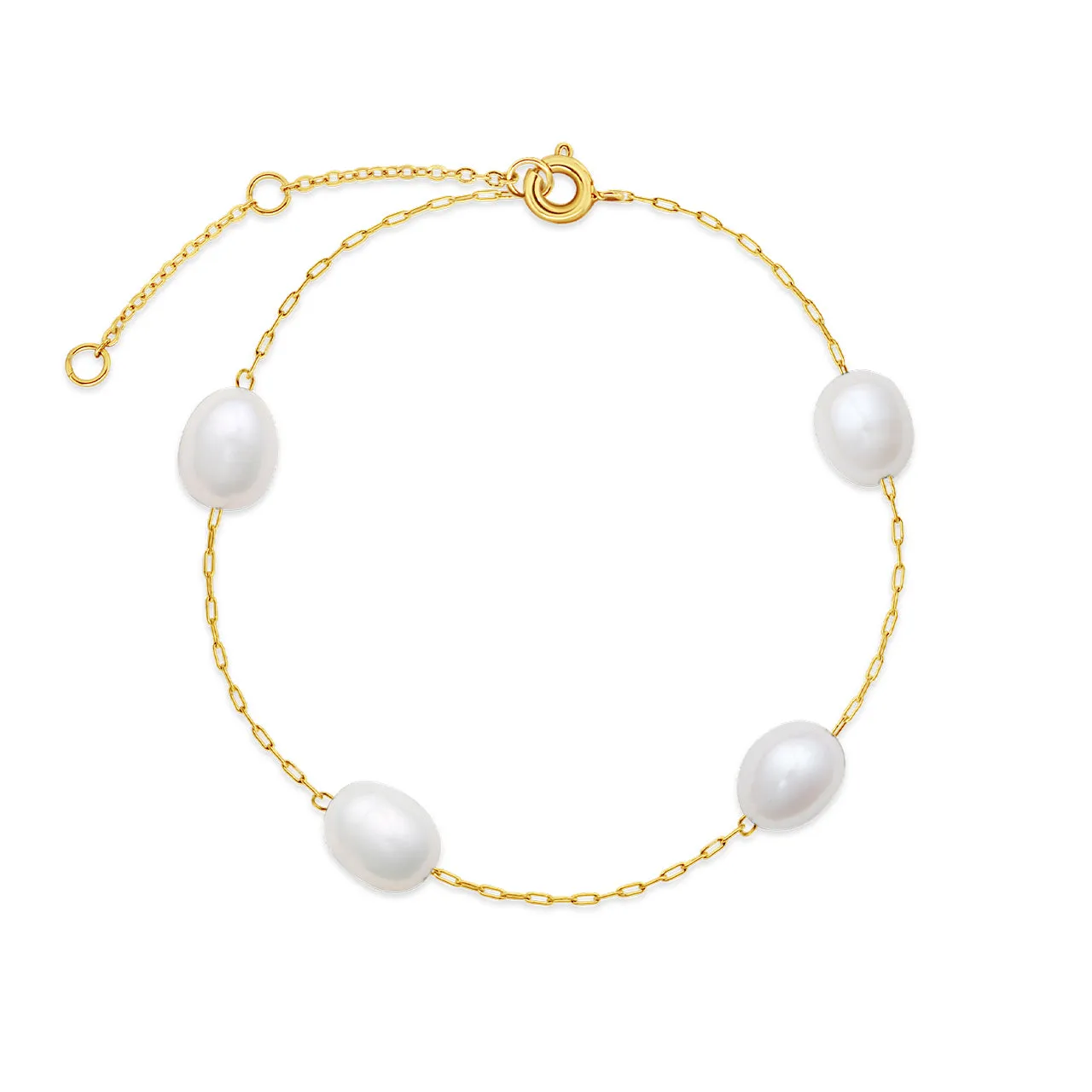 Mi Tesoro Delicate Elegance Pearl Bracelet - 14K Gold Plated Stainless Steel with Baroque Pearls