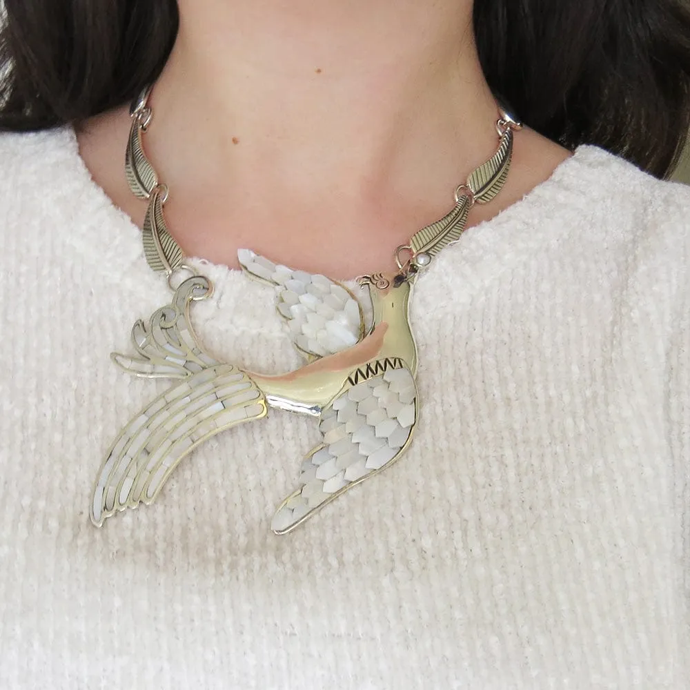 MOTHER OF PEARL DOVE NECKLACE