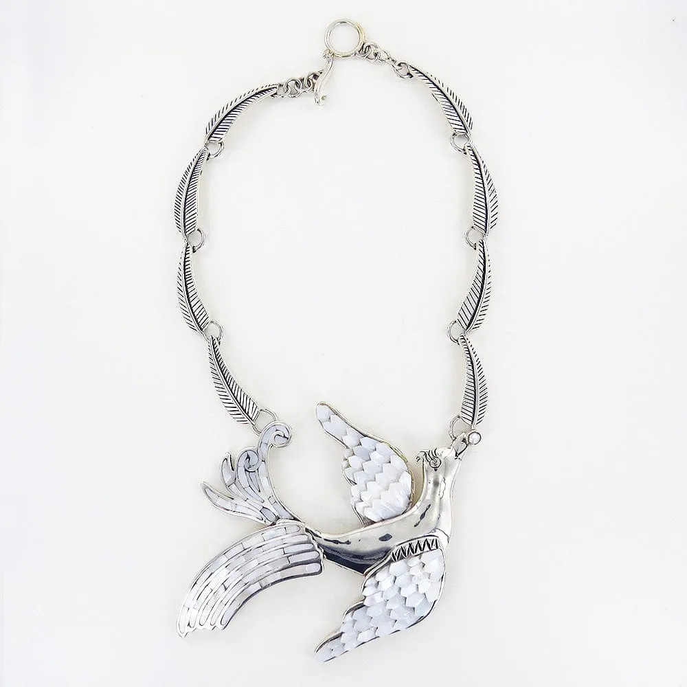 MOTHER OF PEARL DOVE NECKLACE