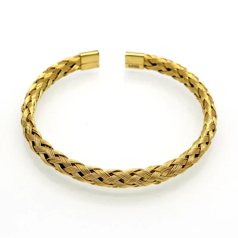 New Arrival Fashion Cuff Bracelet Jewelry Women's Stainless Steel Weave Simple Style 18K Gold Bracelets For Women's Jewelry