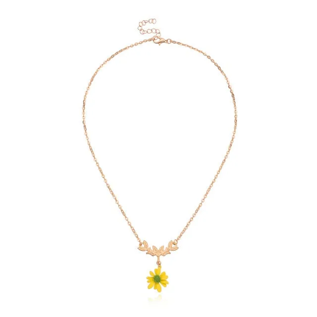 New Korea Lovely Daisy Flowers Colorful Beaded Charm Statement Short Choker Necklace for Women Vacation Jewelry