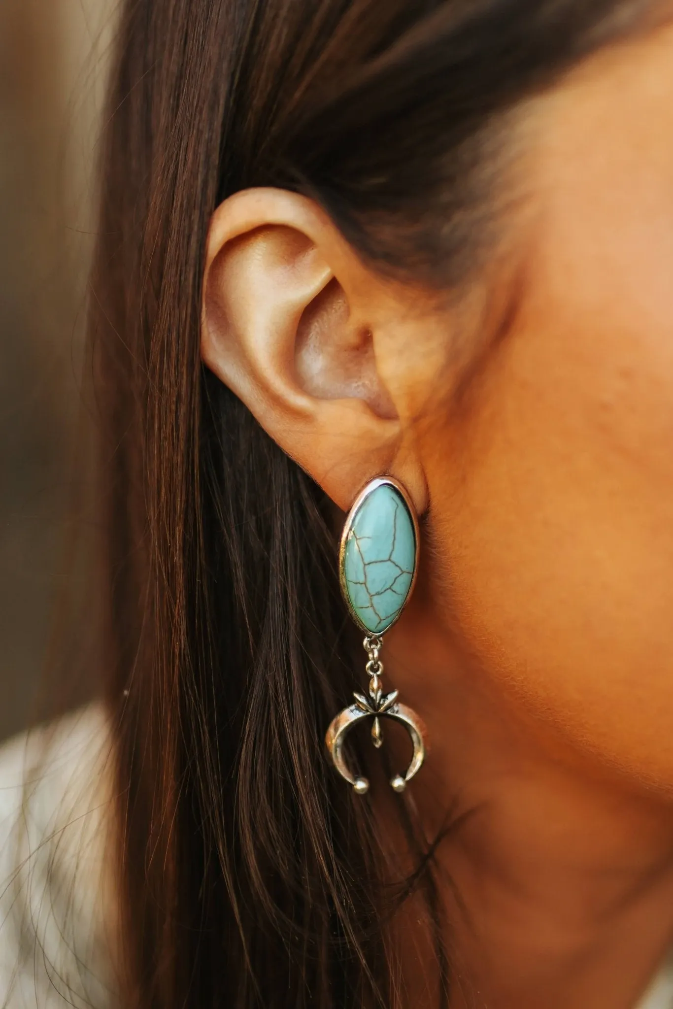 Oval Turquoise Naja Earrings