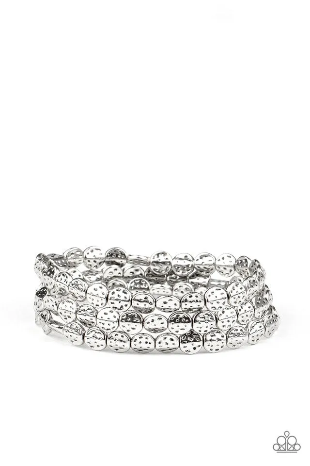 Paparazzi Bracelet ~ Hammered Heirloom - Silver