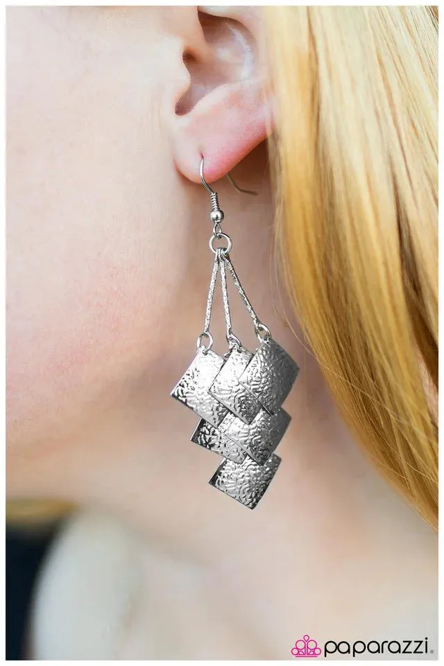 Paparazzi Earring ~ Very Superstitious - Silver