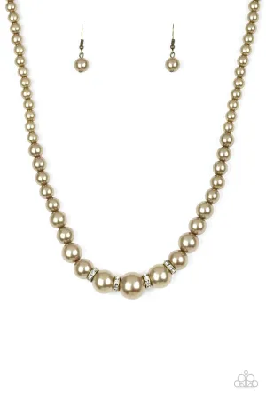 Paparazzi Necklace ~ Party Pearls - Brass