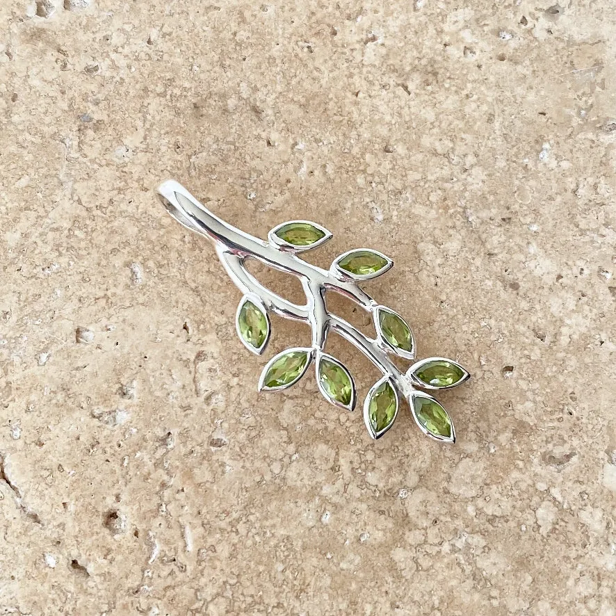 Peridot Marquise Leaves Pendant - Juniper