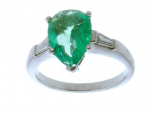 Platinum 1.95ct Emerald & Diamond Ring