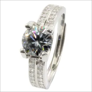 Platinum Plated Silver Moissanite Engagement Ring 1ct