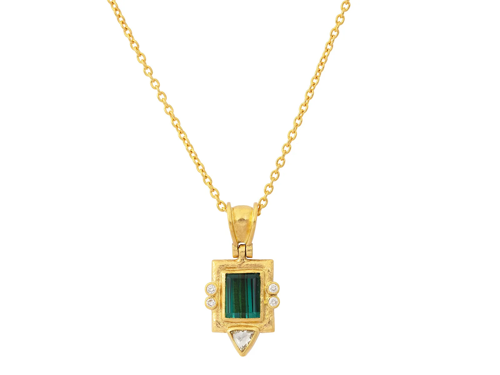 Rectangle Tourmaline and Diamond Necklace